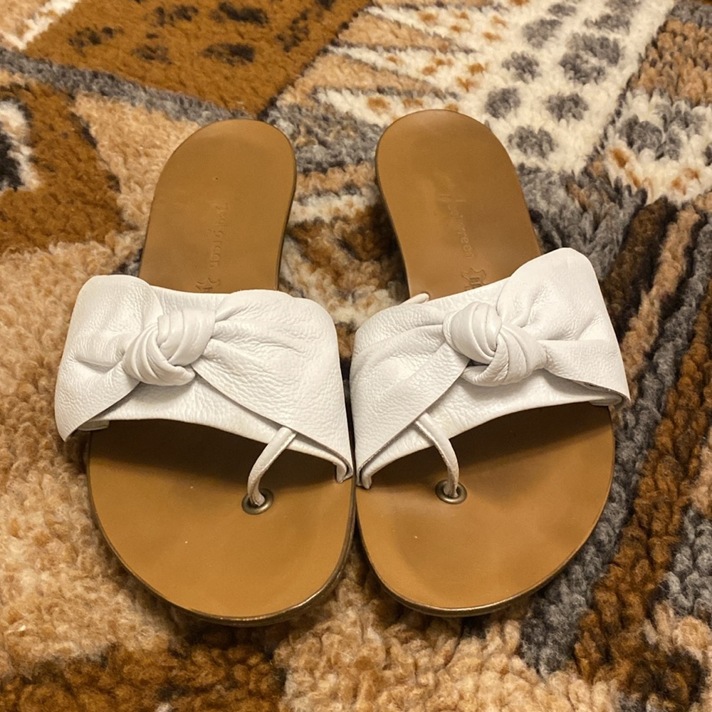 Paul Green White Leather Slide Sandals Size 10.5 -11